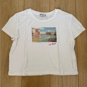 Princess Polly White Graphic Crop Top